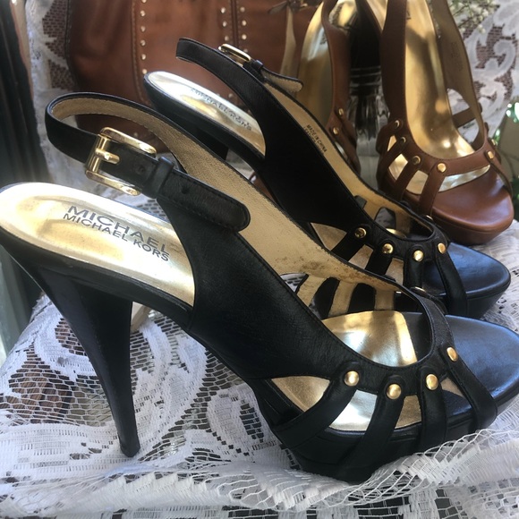 Michael Kors Black Leather Heels - Picture 3 of 4